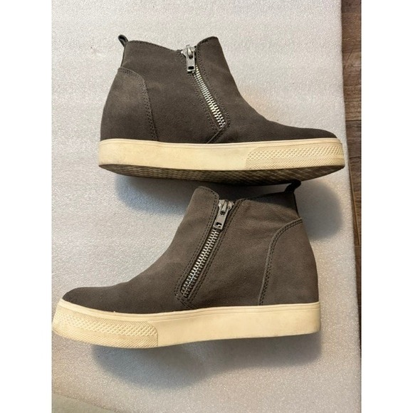 Dr. Scholl's Shoes - Dr. Scholls Wedgie Leather Wedge Sneaker Booties Grey Ankle Boots Mens Size 8.5